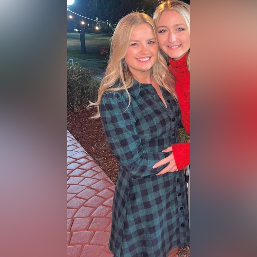Zara blue and green plaid button up dress